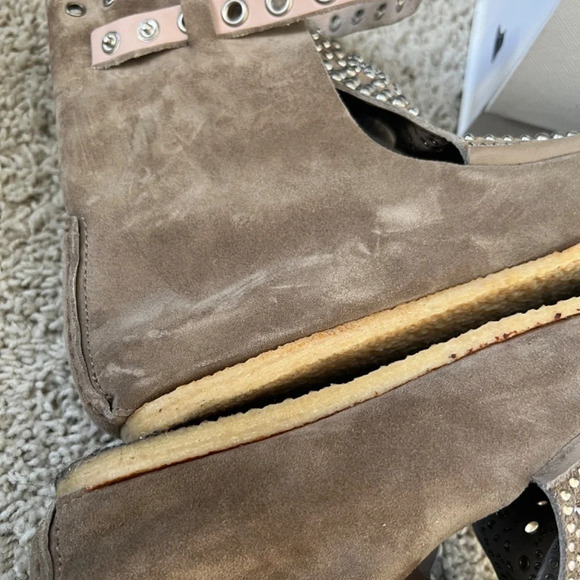 Isabel Marant Morley Taupe Suede Studded Moccasins Ankle Boots 38 / 8 - Picture 12 of 13